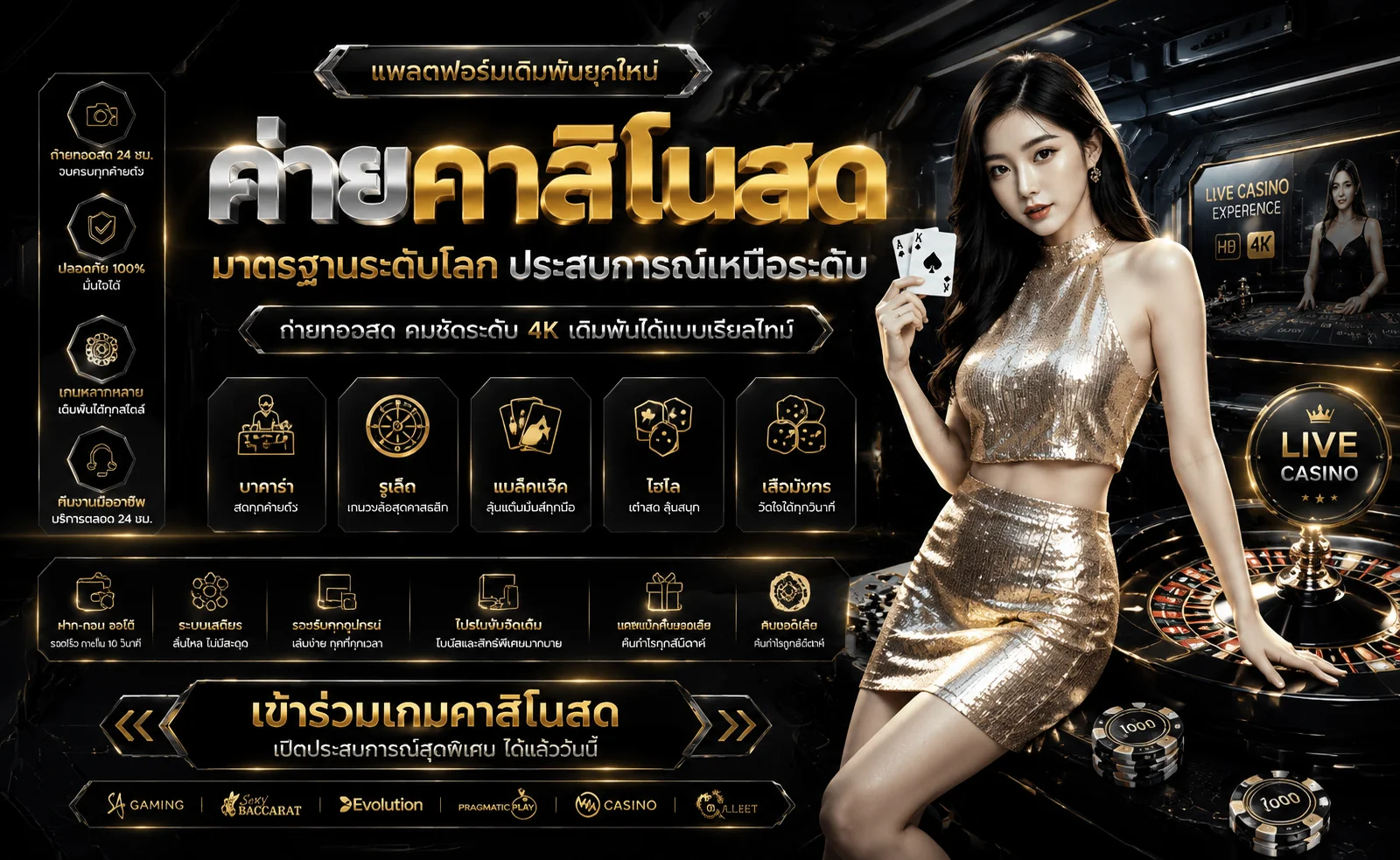 คาสิโนสด W88 ถ่ายทอดสดบาคาร่าและเกมโต๊ะจากค่ายดัง